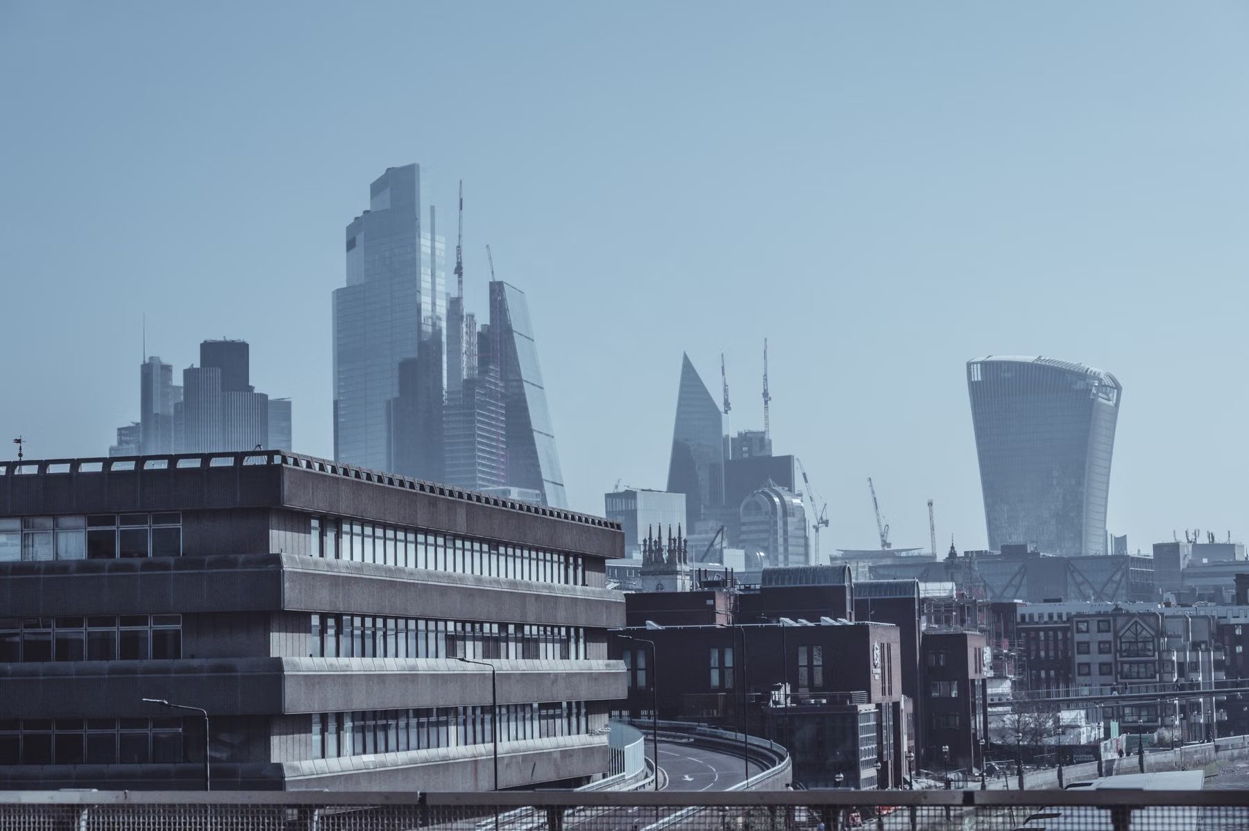 London skyline seen from the financial district